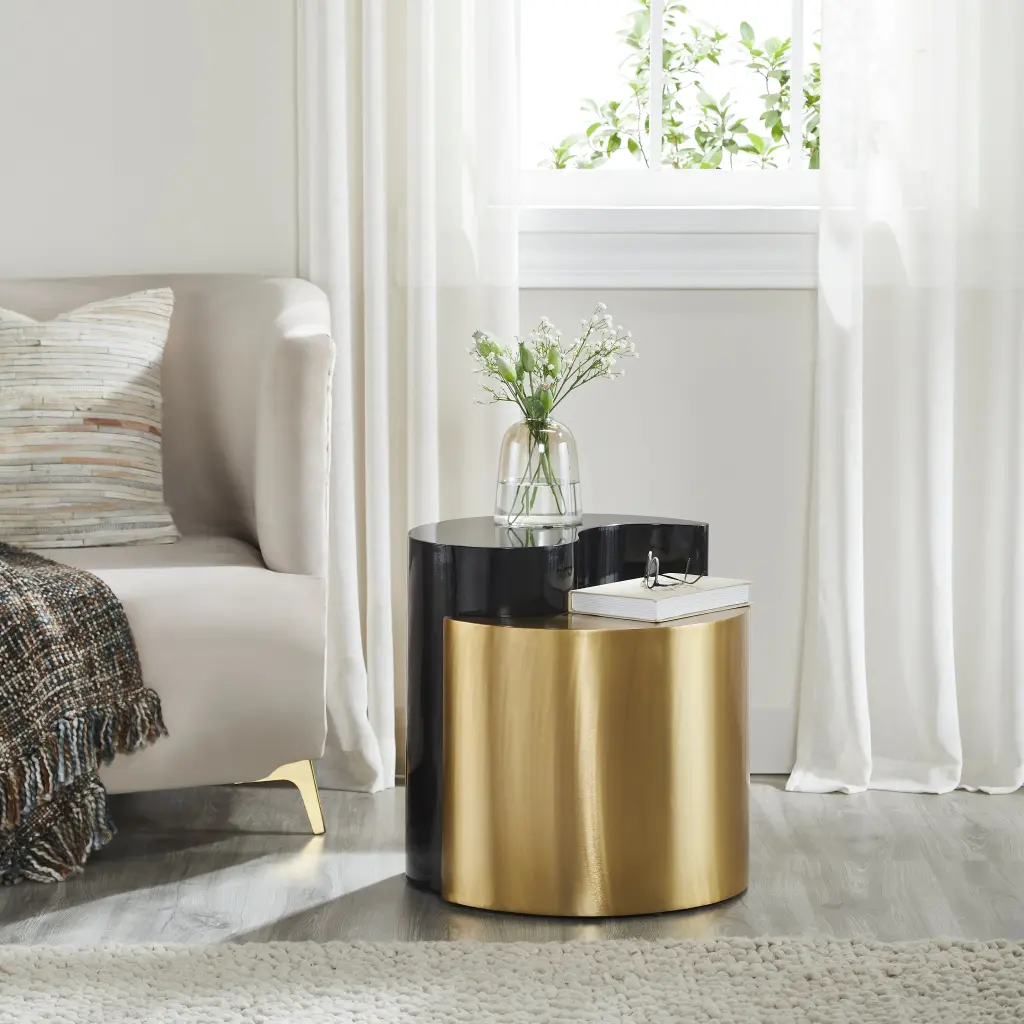 Ying Yang Modern Contemporary Style 2 Piece Iron End Table Set galaxy home furnishings