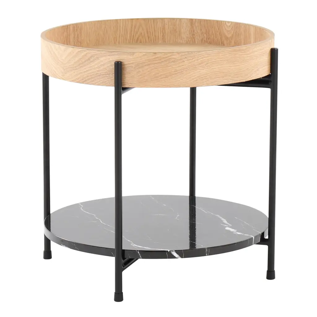 LumiSource Daniella Contemporary End Table 17.5H x 18W x 18D Black Natural Black Marble
