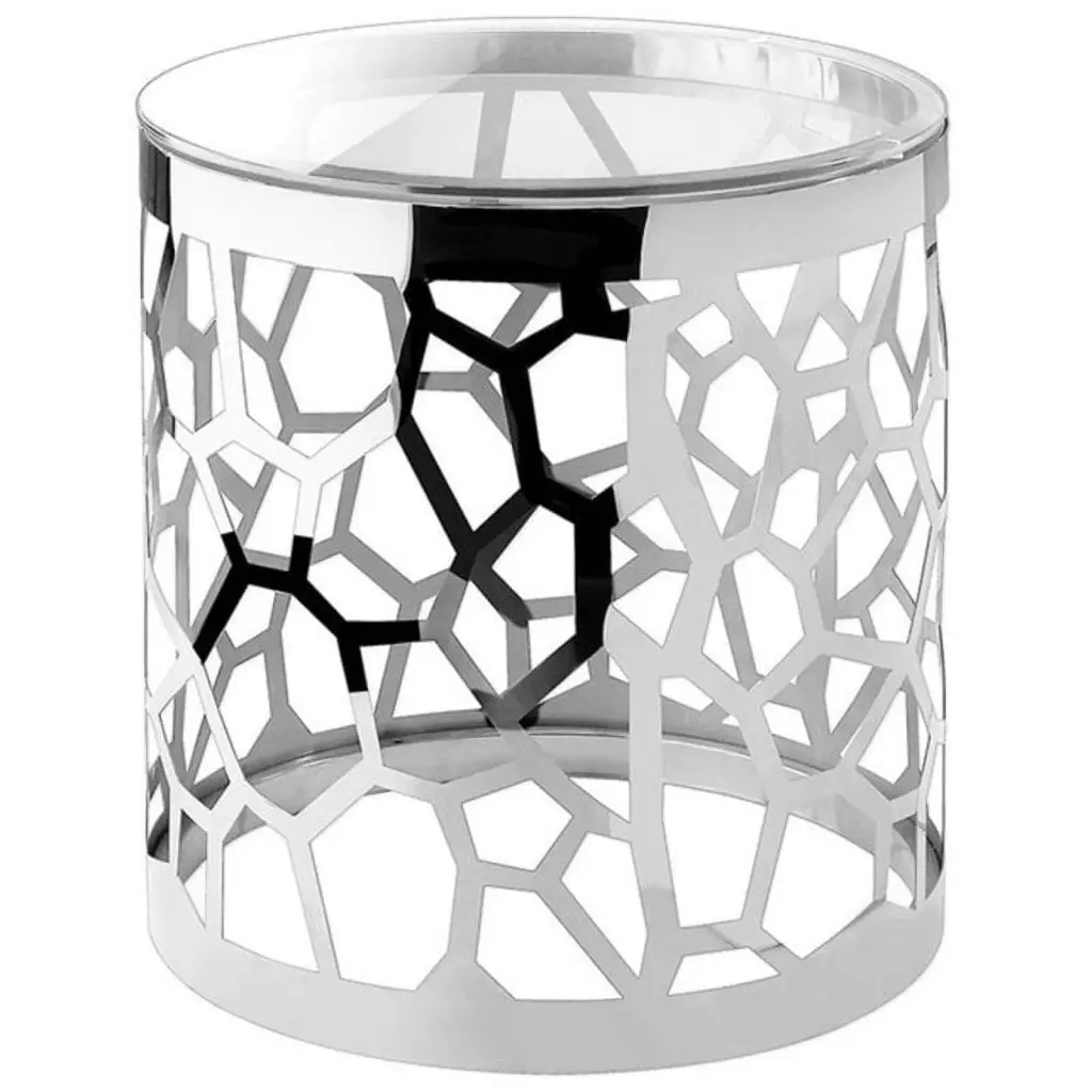 Uptown Club Orion 19.7 Round Contemporary Glass Top End Table Silver