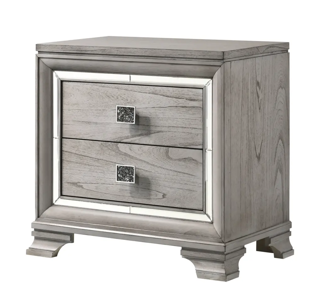 Contemporary 1 Piece Light Gray Brown Finish 2 Storage Drawer Nightstand kanepe