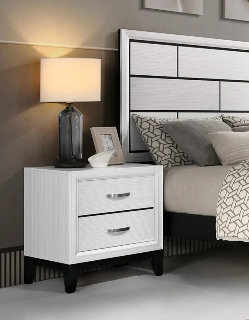 Modern Contemporary White Finish Storage Nightstand 2X Drawers kanepe