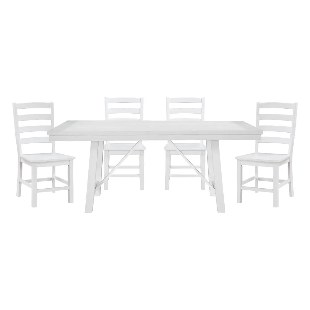 Modern Contemporary White Finish 5Pc Set Dining Table And 4 Side Chairs kanepe