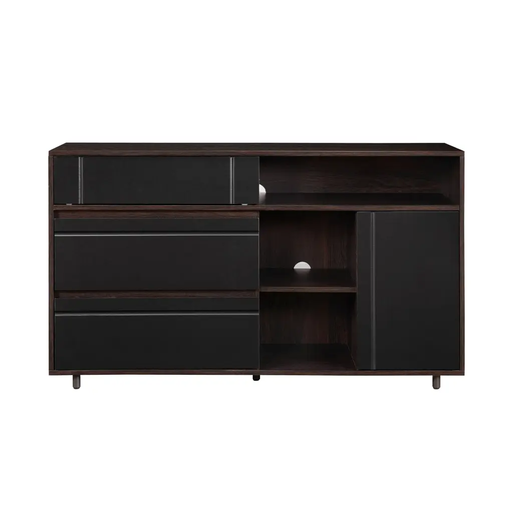 Contemporary Specificationed Door Sideboard Open Storage Dark Espresso Finish walker edison