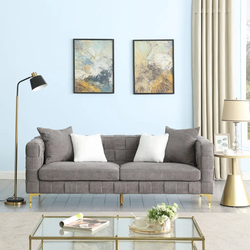 Contemporary Handcrafted Weave Sofa 35 Depth 85 Length Modern Living Room Furniture homarni furnishings inc.---w1099