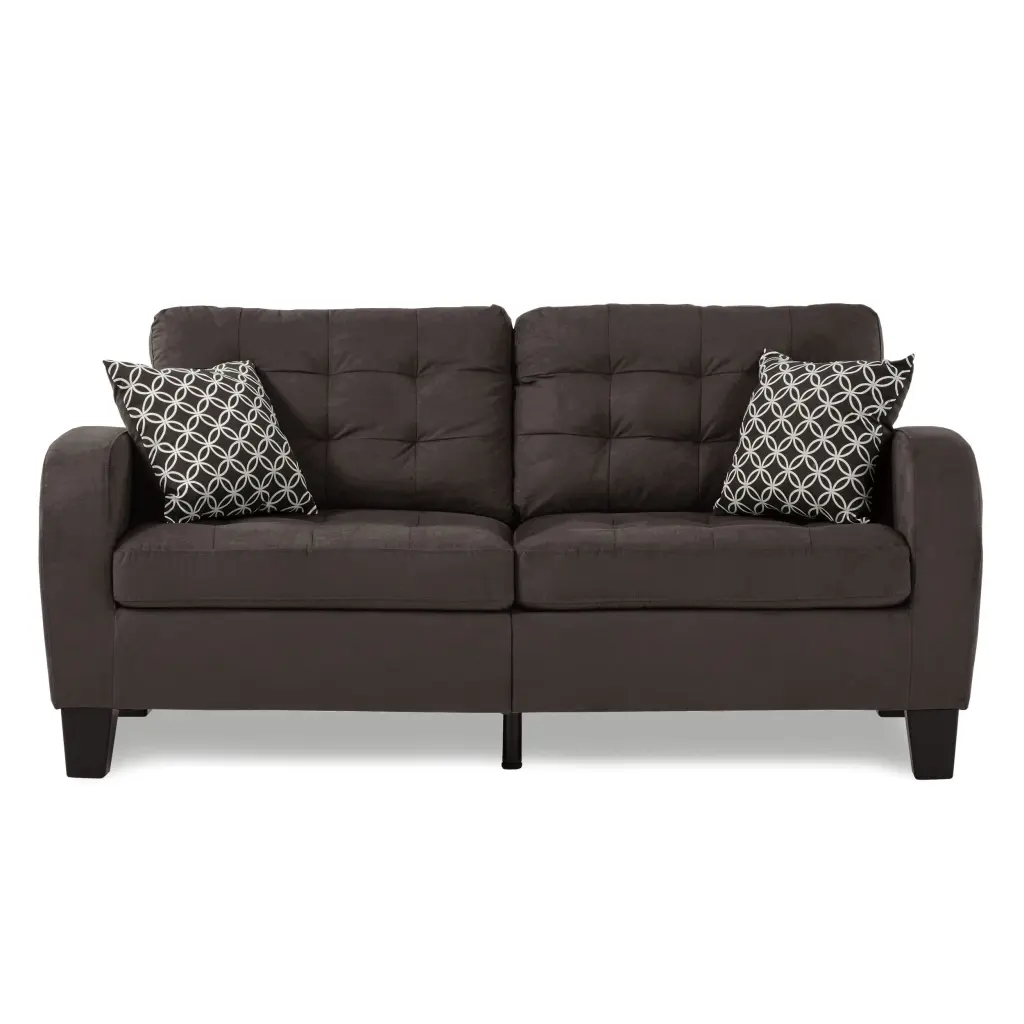 Chocolate Brown Contemporary Sofa 1Pc Tufted Textured Material Upholstered kanepe
