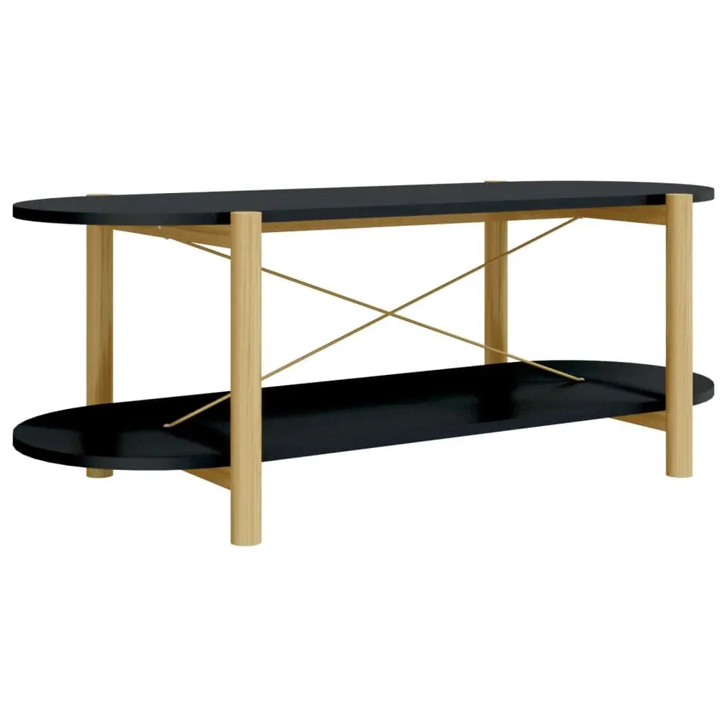 Black Coffee Table 43.3x18.9x15.7 Inches Engineered Wood Modern