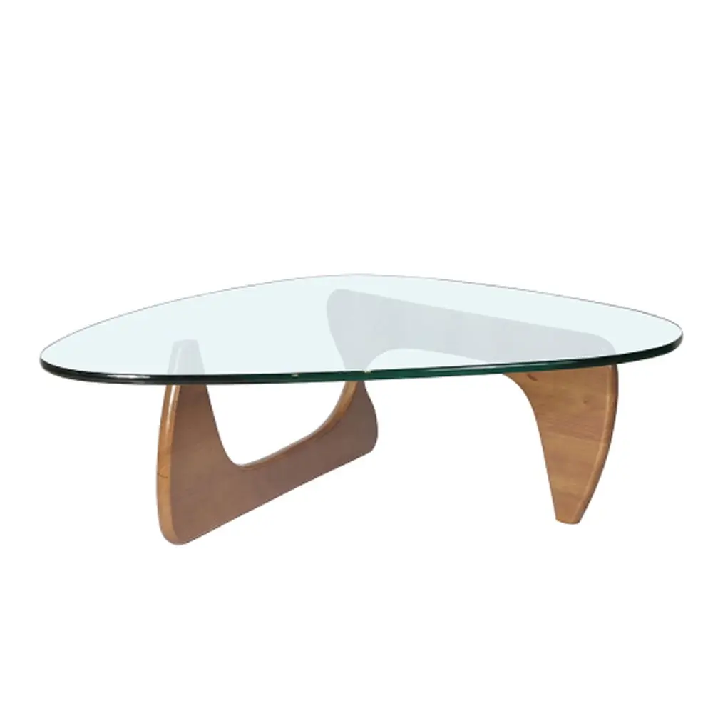 Light Walnut Triangle Coffee Table Wood Base Hypeshops