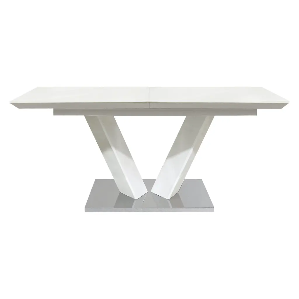 Polished Contemporary Dining Table White High Gloss Finish Tabletop kanepe