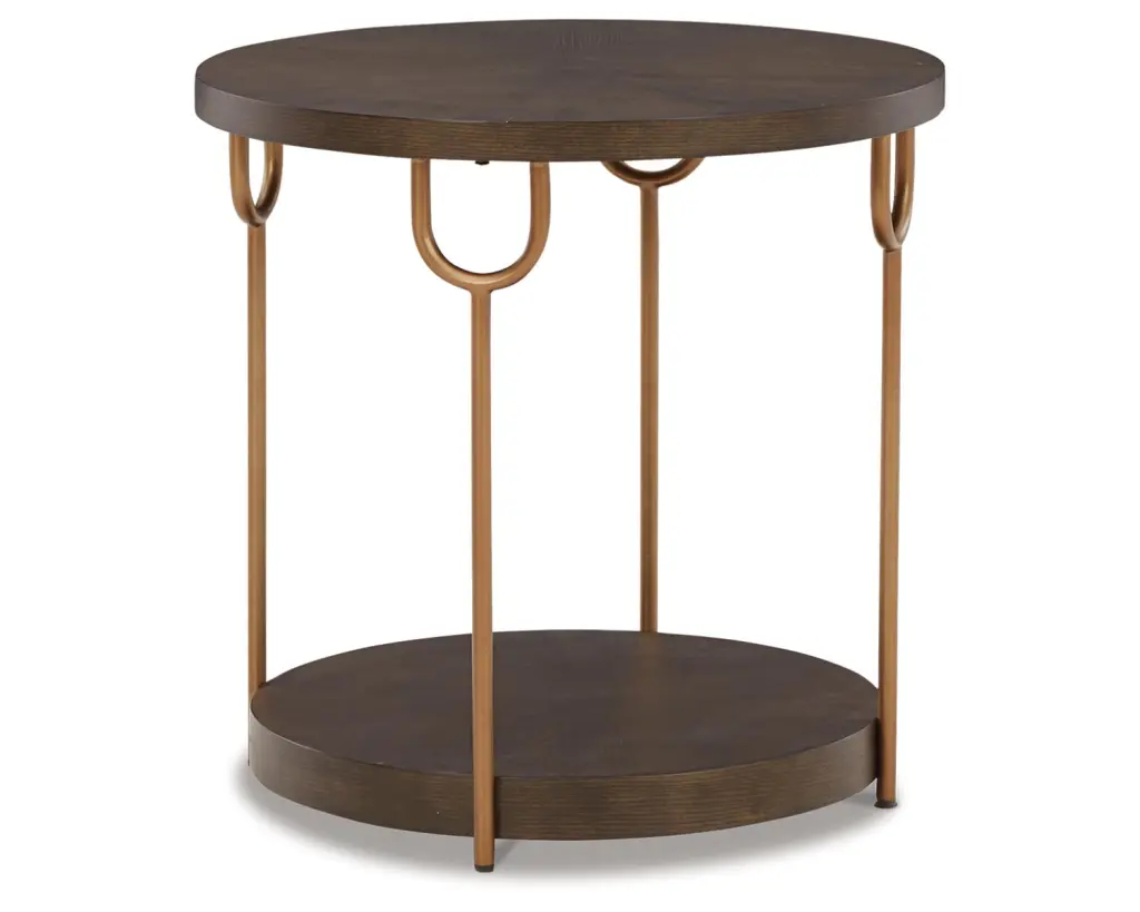 Signature Design Ashley Contemporary Brazburn End Table Dark Brown Gold Finish
