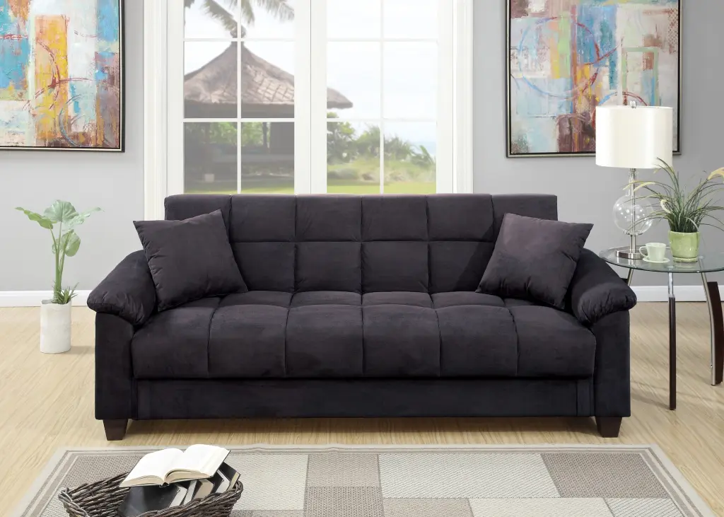 Contemporary Living Room Customizable Sofa Ebony Microfiber Couch Plush Seating kanepe