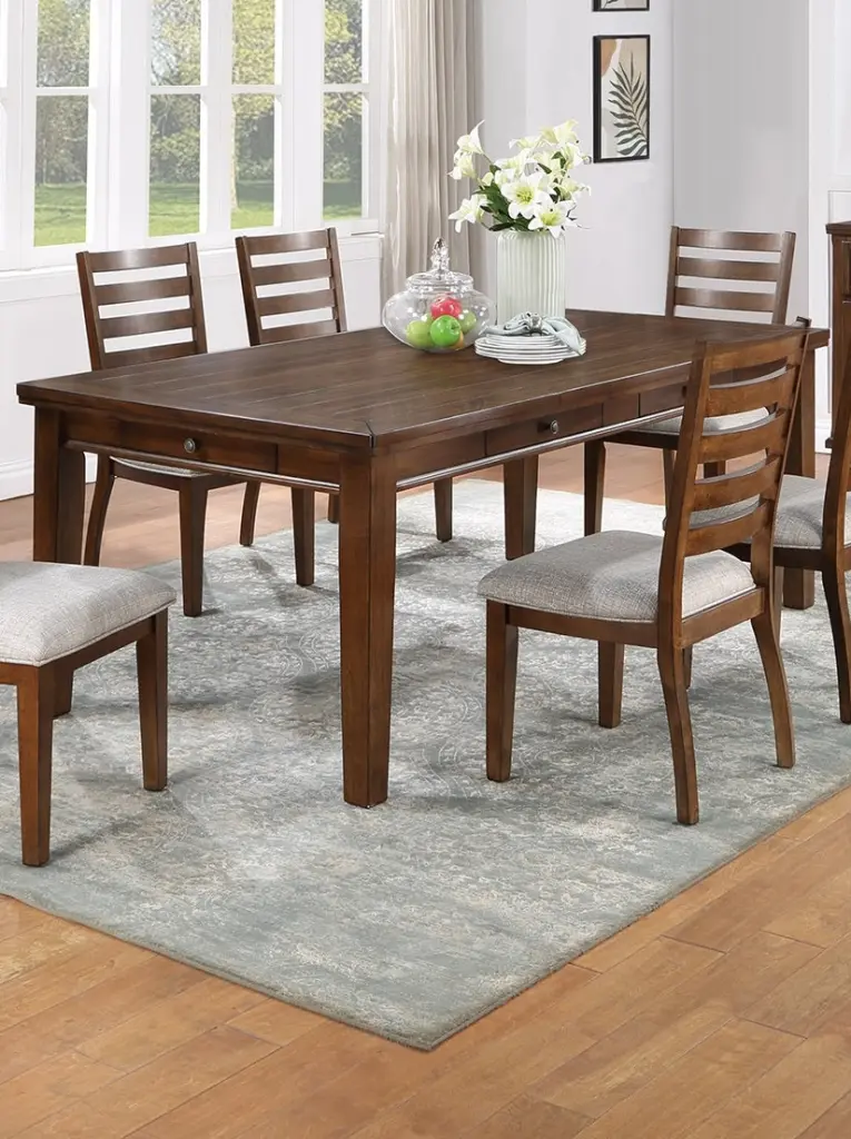 Contemporary Style Dining Table 6 Drawers Rectangle Cherry Finish kanepe