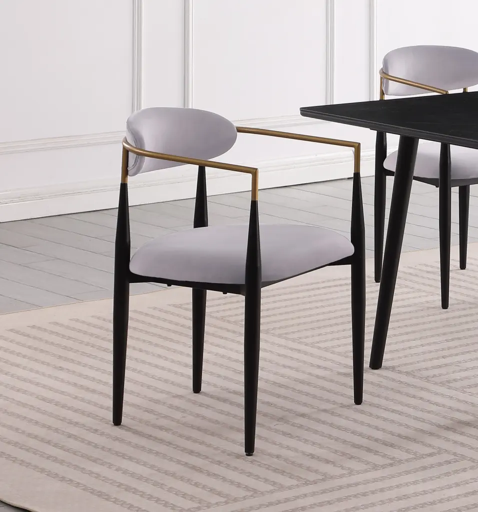 Modern Contemporary 5 Piece Dining Set Black Sintered Stone Table and Gray Chairs kanepe