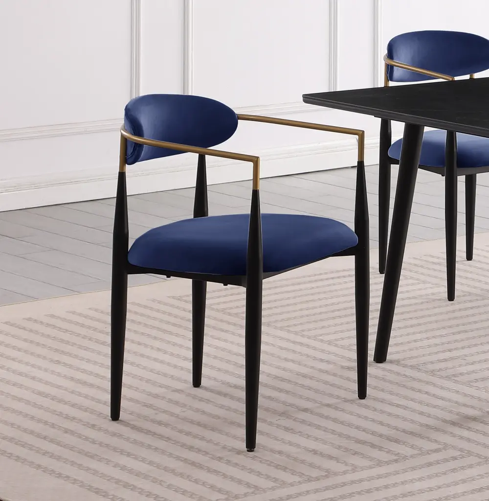 Modern Contemporary 5 Piece Dining Set Black Sintered Stone Table and Blue Chairs kanepe