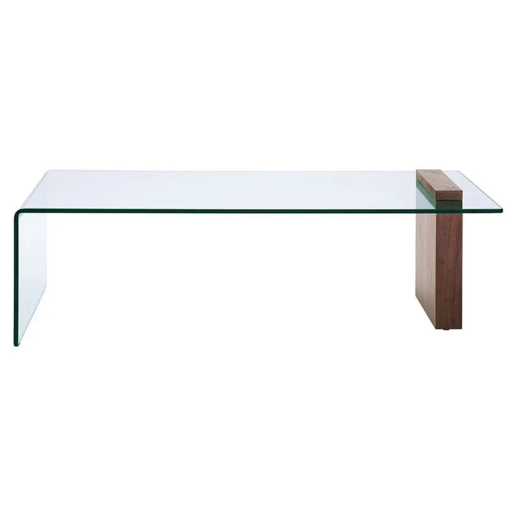Maklaine Modern Contemporary Glass Cocktail Table Brown Finish