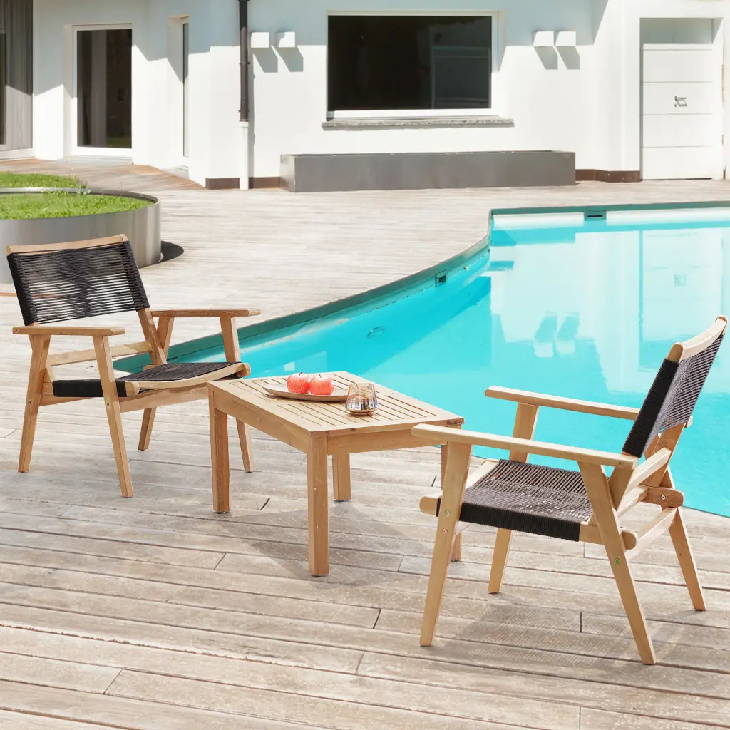 Patio Home Decor Set Black Rope Outdoor Conversation Sectional bn smart home w1516
