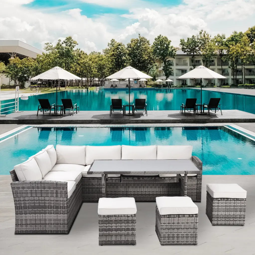 7 Piece Outdoor Patio Furniture Set Sectional Conversation Sofa Garden tengxin store