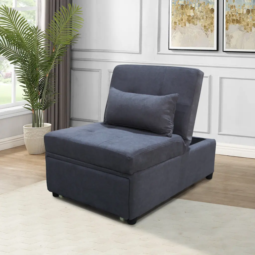 Folding Ottoman Sofa Bed Dark Gray Timber Frame civilfurniture