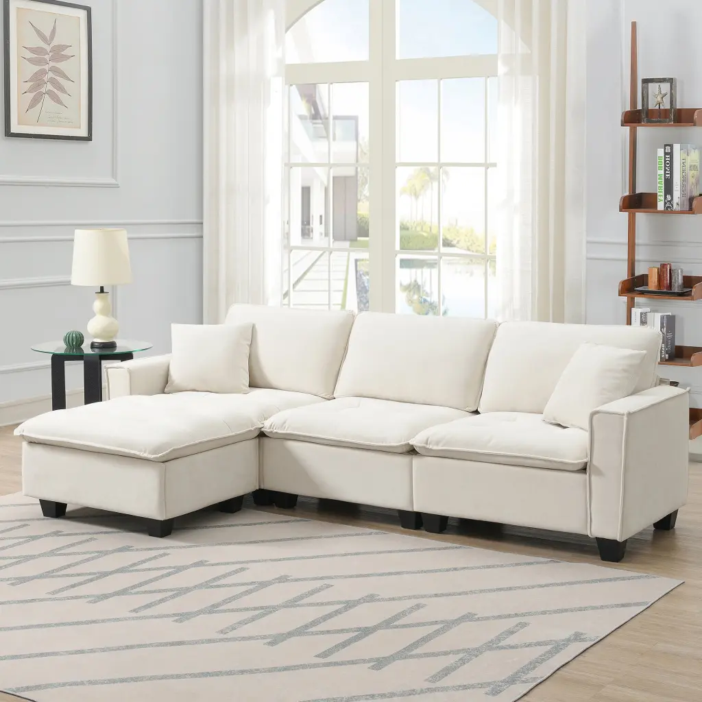 100x59 Inch Modern Convertible Sectional Sofa L Shaped Reversible Couch rnb