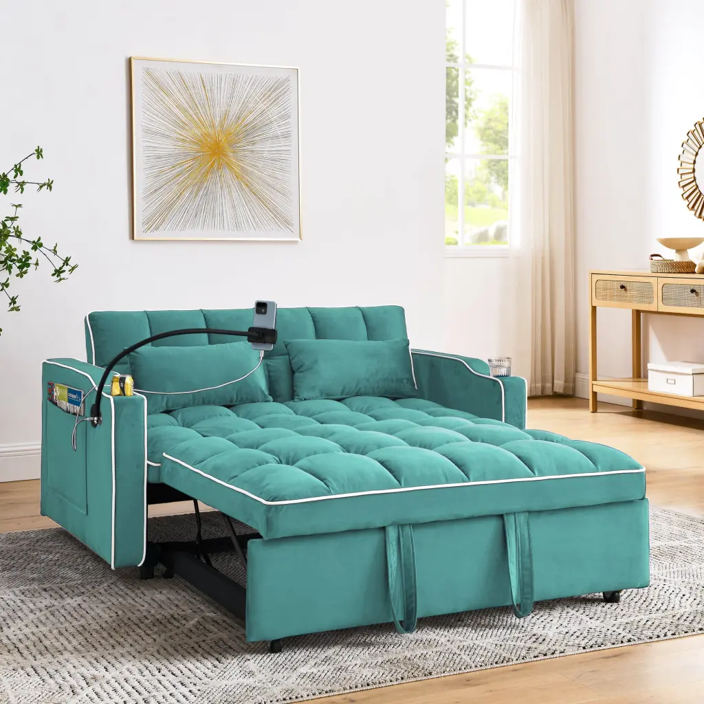 55.51 Inch Multi Functional Collapsible Sofa Bed 3 Lengths angela