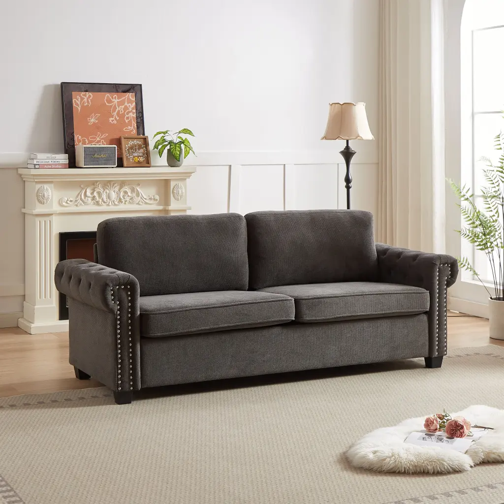 83.8 Inch Convertible Sleeper Sofa Bed 2 1 Pullout Sofa Bed Polyester fx furniture