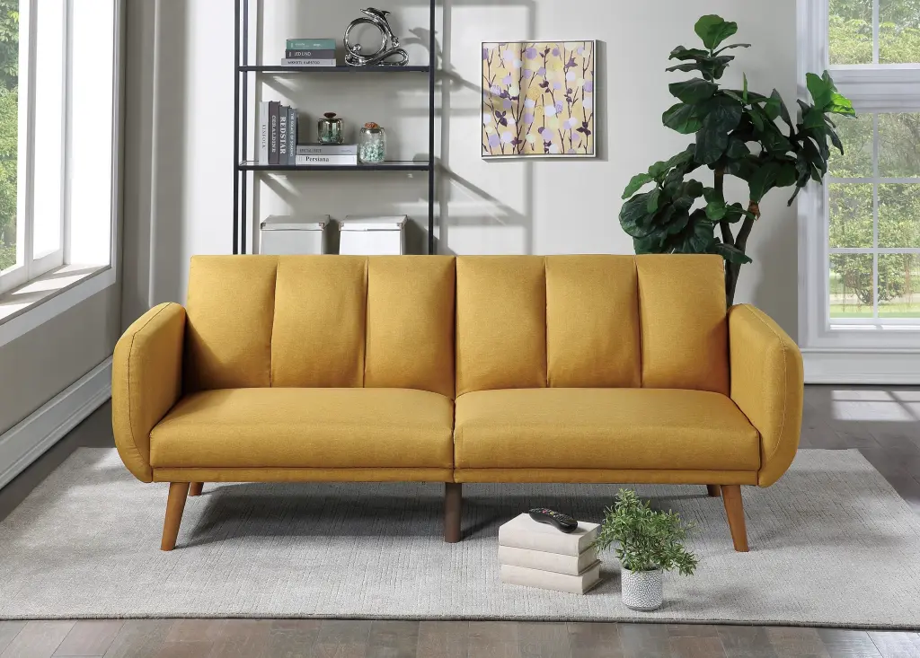 Elegant Modern Mustard Polyfiber Sofa Convertible Bed 1 Piece kanepe