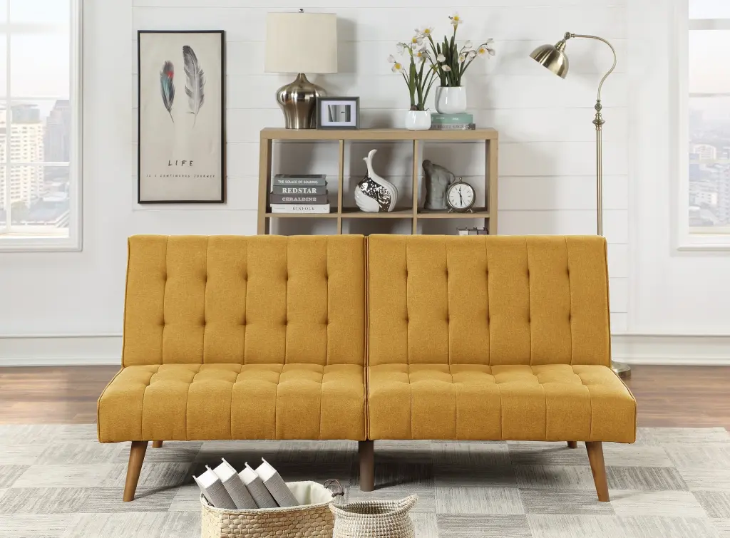 Mustard Hue Modern Convertible Sofa 1Pc Set Couch Polyfiber Plush Tufted kanepe