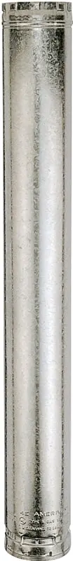 AmeriVent 5E4 Type B Gas Vent Pipe, 5 OD, 4 ft L, Aluminum/Galvanized Stainless