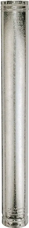 AmeriVent 5E5 Type B Gas Vent Pipe, 5 OD, 5 ft L, Aluminum/Galvanized Metal