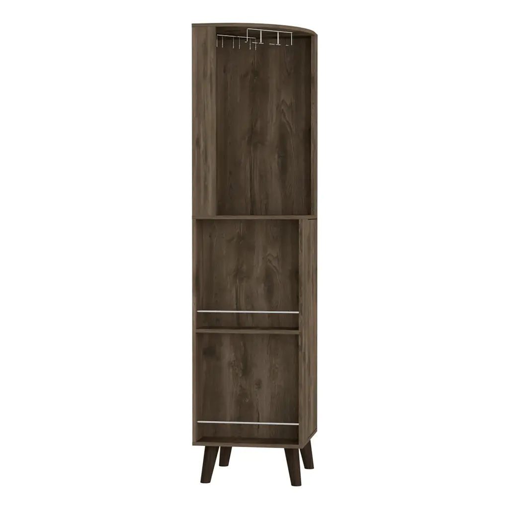 Corner Bar Cabinet Plex Living Room Dark Brown Particle Board treevol furniture