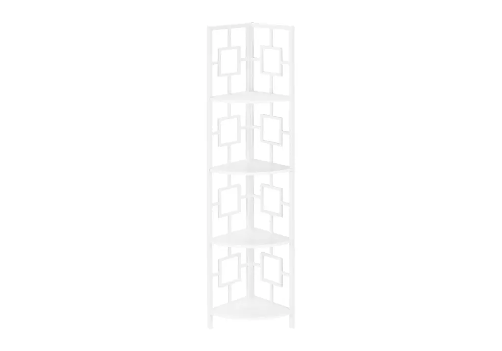 62 Inch 4 Tier Bookshelf Bookcase Etagere Corner Shelf White 8th street living