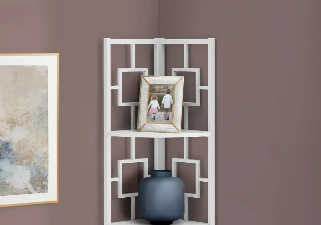62 Inch 4 Tier Bookshelf Bookcase Etagere Corner Shelf White 8th street living