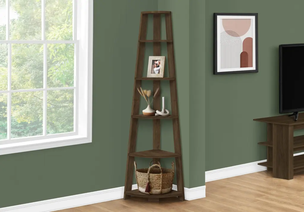 5 Tier Bookshelf Bookcase Etagere Corner 72 Inch Height Office Bedroom Storage 8th street living