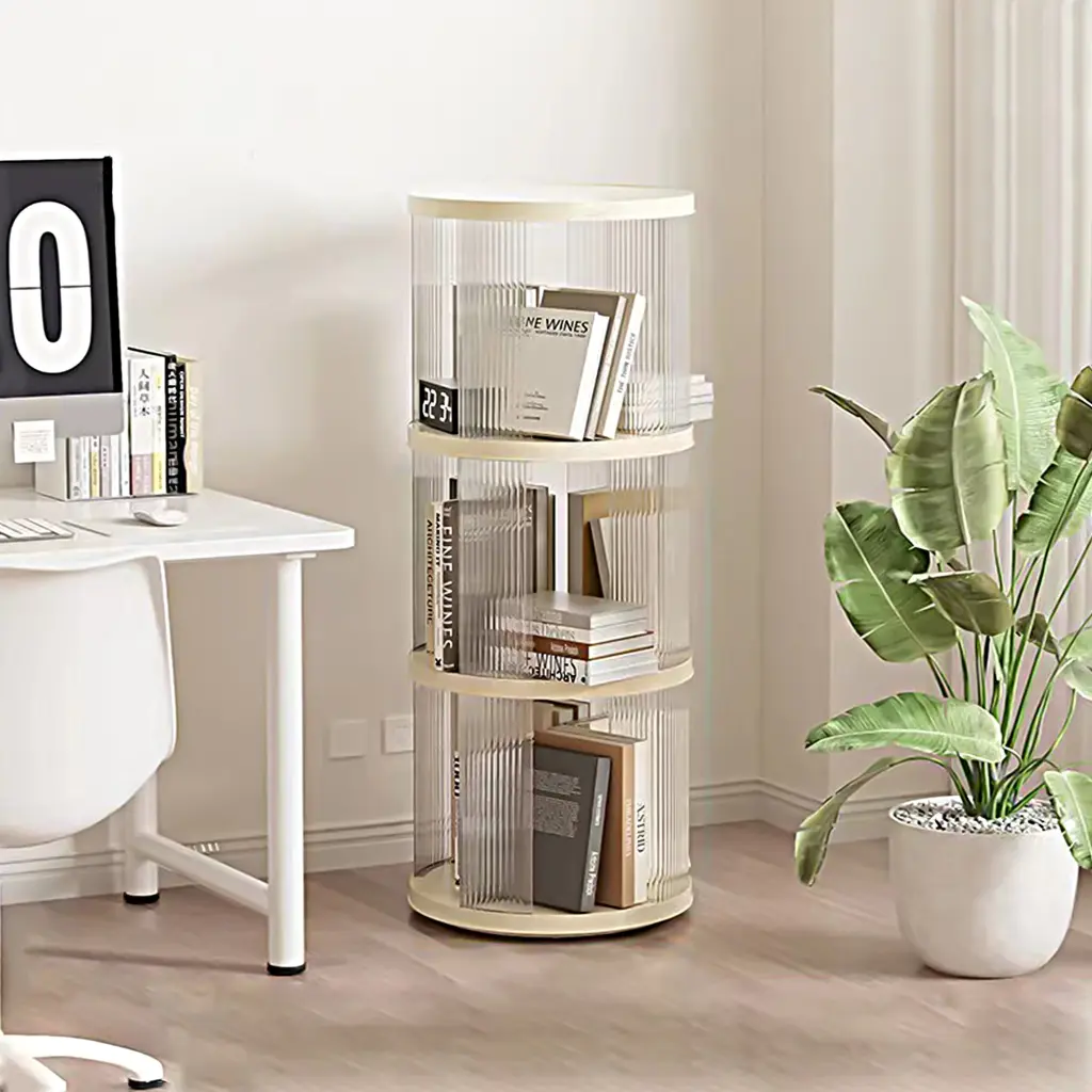 360 Rotating Bookshelf Small Corner Bookcase Small Footprint leavader