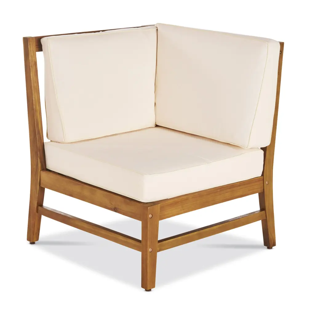 Perla Corner Chair Cream Acacia Timber gardenpara can