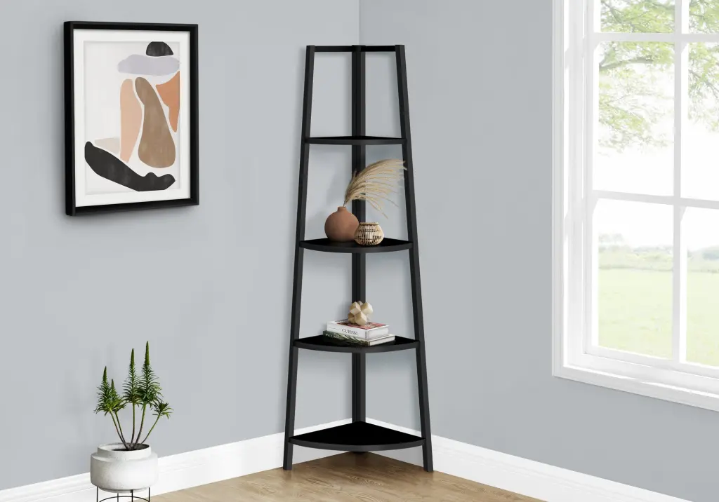Bookshelf Bookcase Etagere Corner 4 Tier 60H Office Bedroom Storage 8th street living