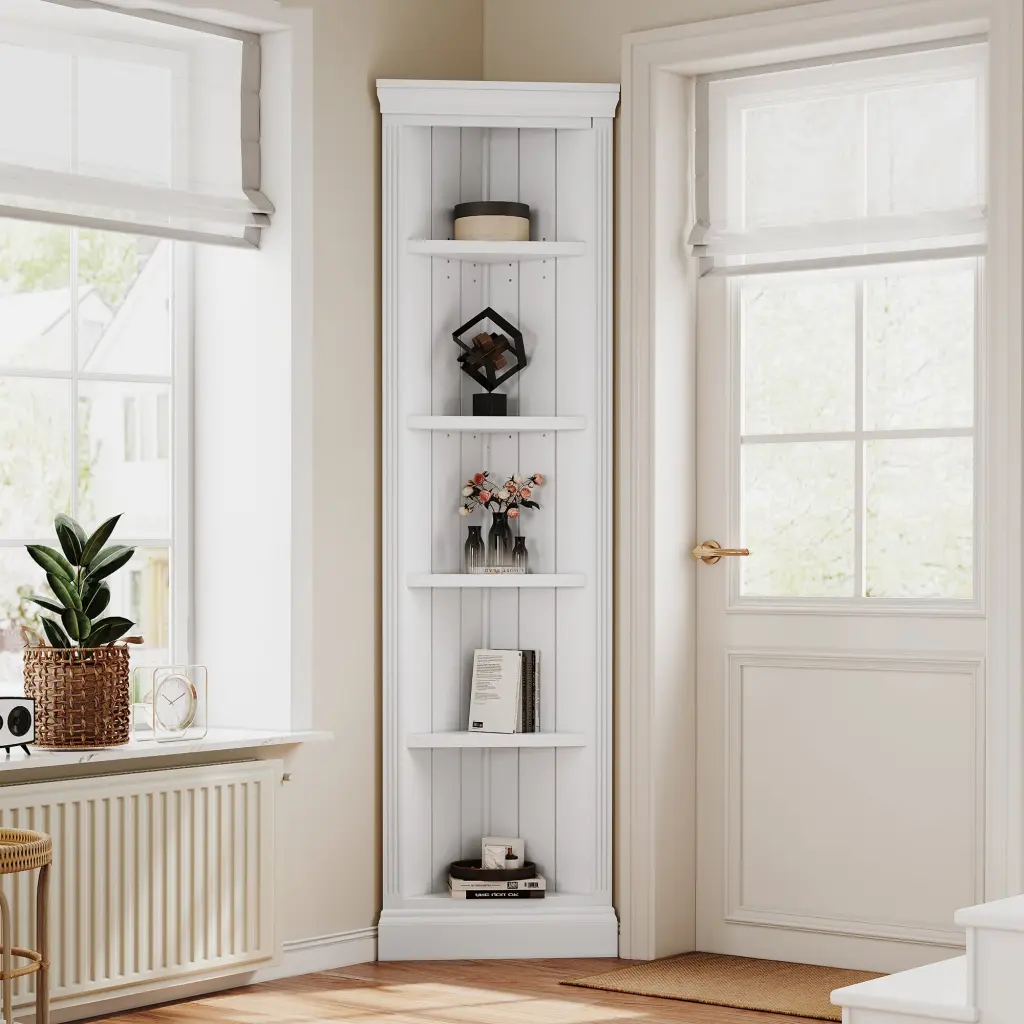 83.4 Inch Tall Modern Corner Shelf 5 Tier Bookcase Storage Standing Shelf bunny c furniture