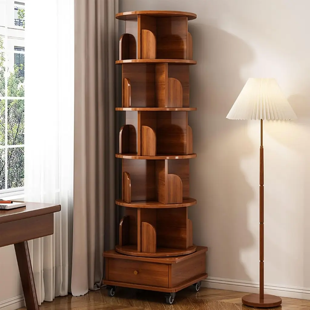 360 Rotating Display Corner Publication Shelf Small Spaces eheng