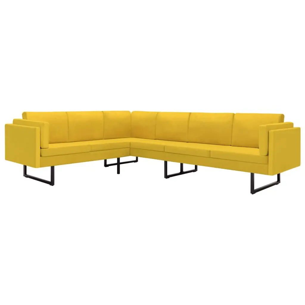 Corner Sofa Yellow Fabric Modern L-Shaped Sectional Couch
