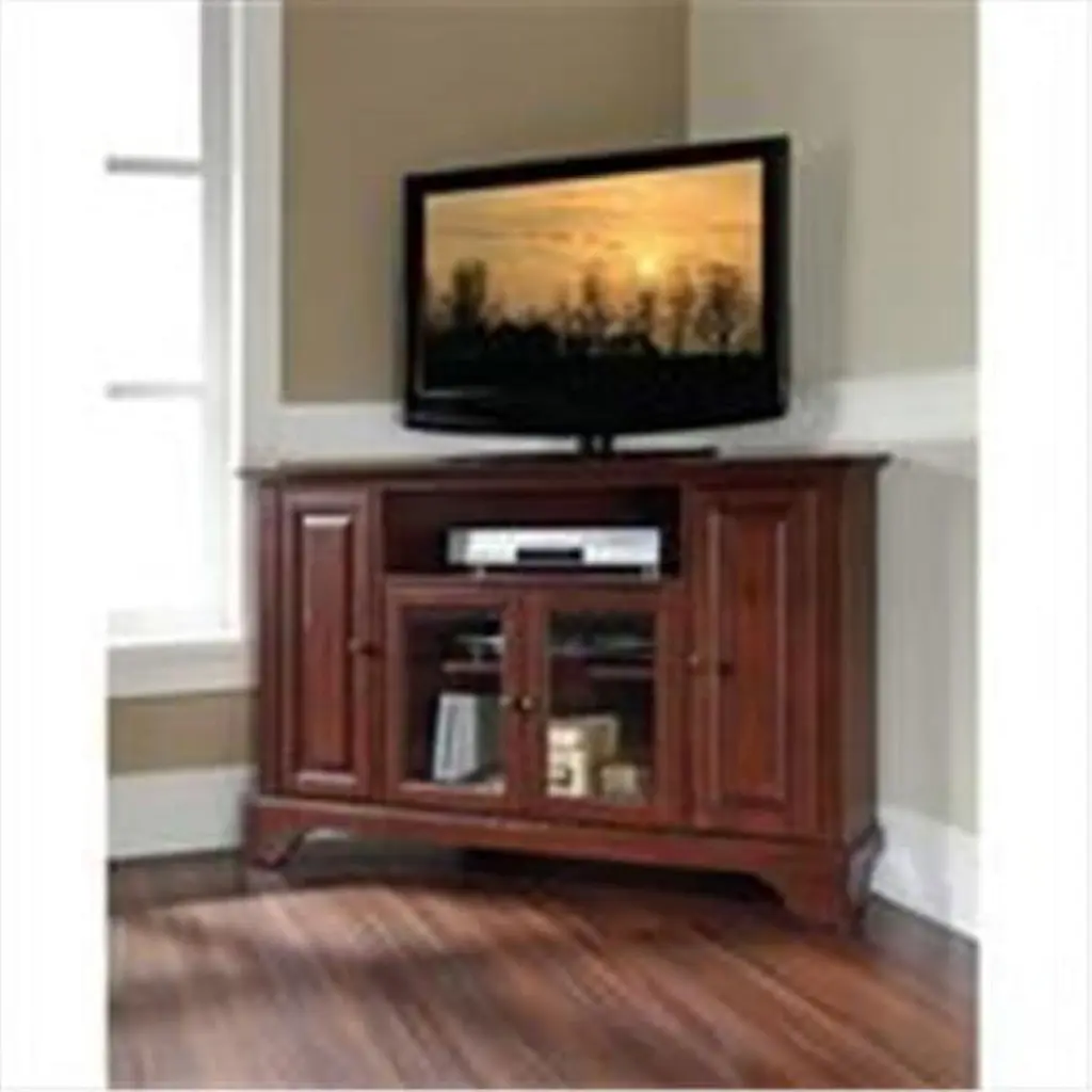Crosley Furniture LaFayette 48 Inch Corner TV Stand Vintage Mahogany Finish Abacus