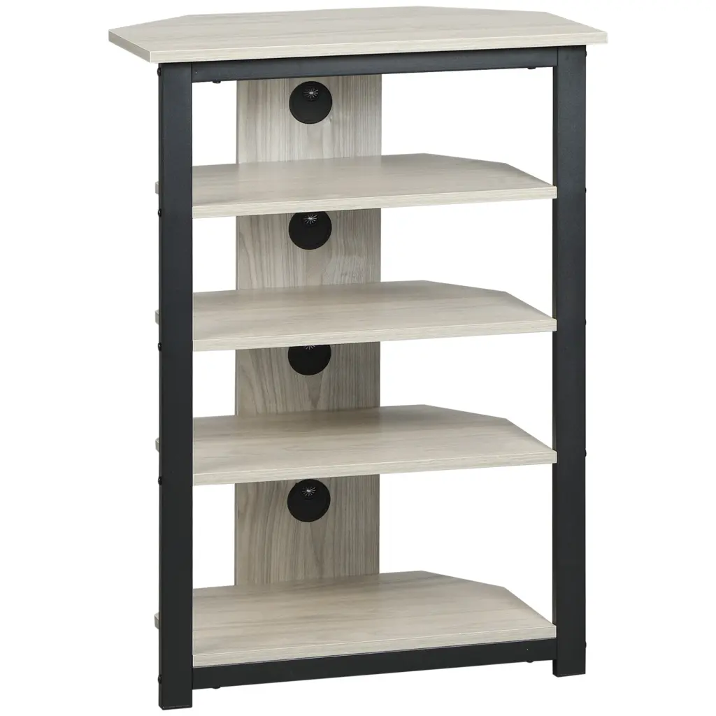 Homcom TV Stand Corner Audio Tower Storage Shelves Living Room aosom business