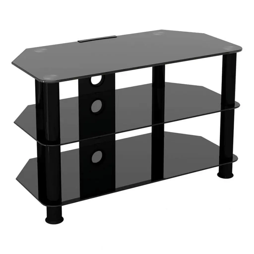 AVF Group Classic Corner Glass TV Stand Cable Management Black