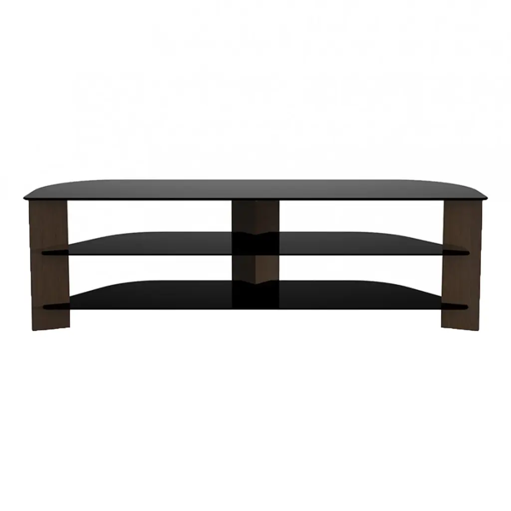 AVF Varano Corner TV Stand 70 Inch TVs Walnut and Black Glass