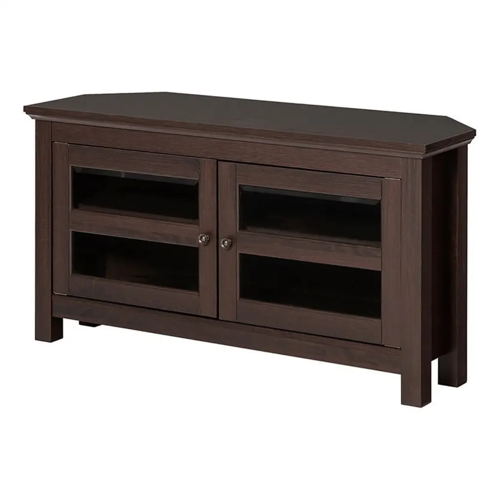 Kingfisher Lane Transitional Espresso Wood Corner TV Stand TVs up to 44 Inch
