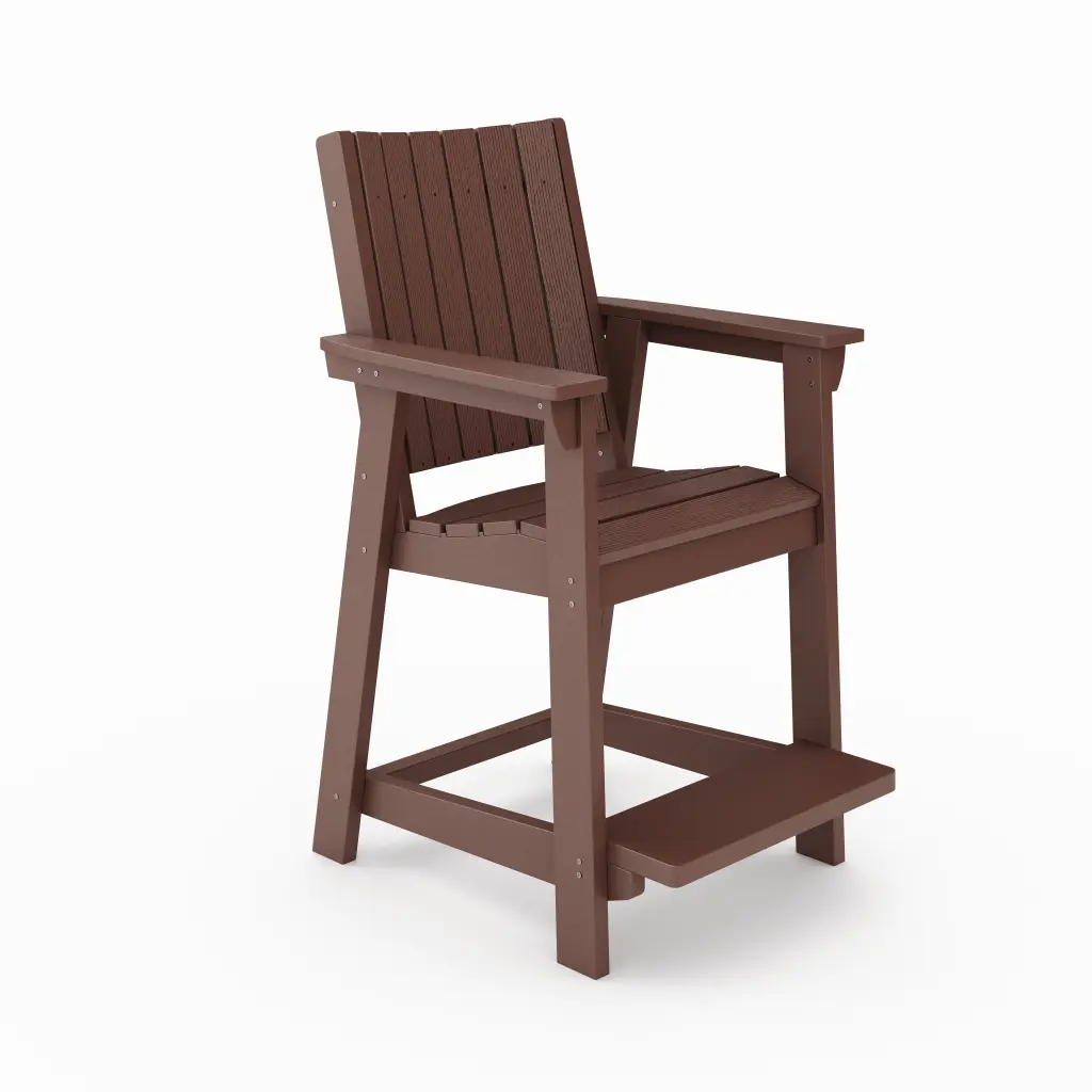 Brown Modern Counter Chair Polished HDPE Poly Lumber Dining and Patio sopoly