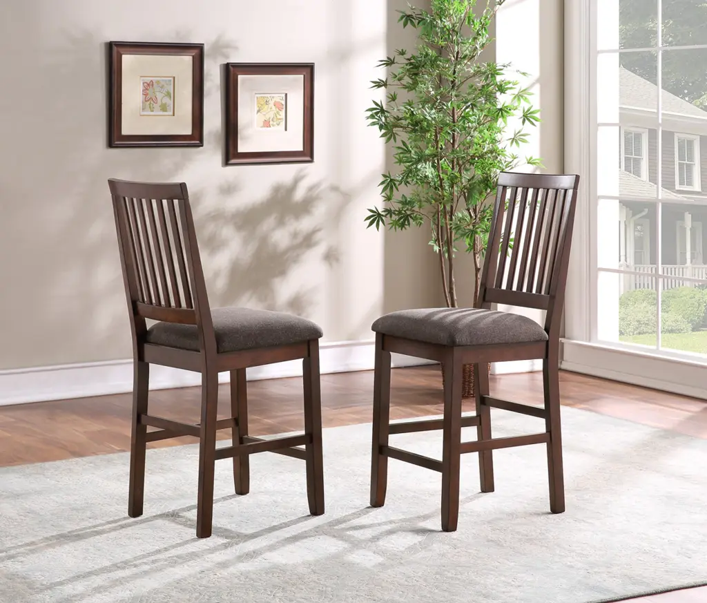 Yorktown Counter Chair Set 2 Dark Brown Timber steve silver furniture