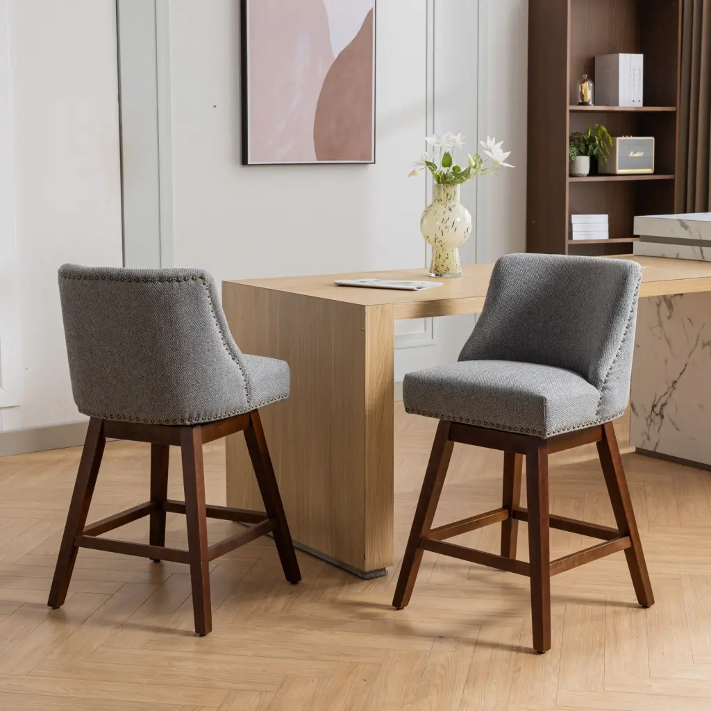 Counter Height Swivel Barstools 26 Inch H Upholstered Bar Stools Set 2 a-a furniture