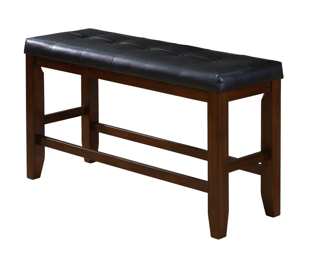 1Pc Modern Counter Height Bench Tufted Faux Leather Upholstery Tapered Legs kanepe