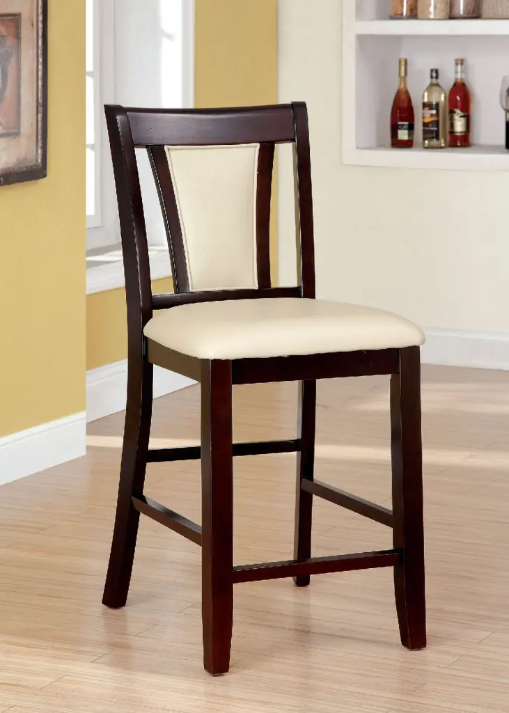 Contemporary Set 2 Counter Height Chairs Dark Cherry and Ivory Solid Wood kanepe