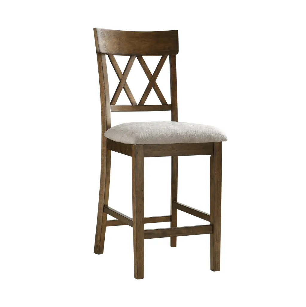 Light Oak Finish Counter Height Chairs Set 2 Padded Seat Double Cross Back Design kanepe