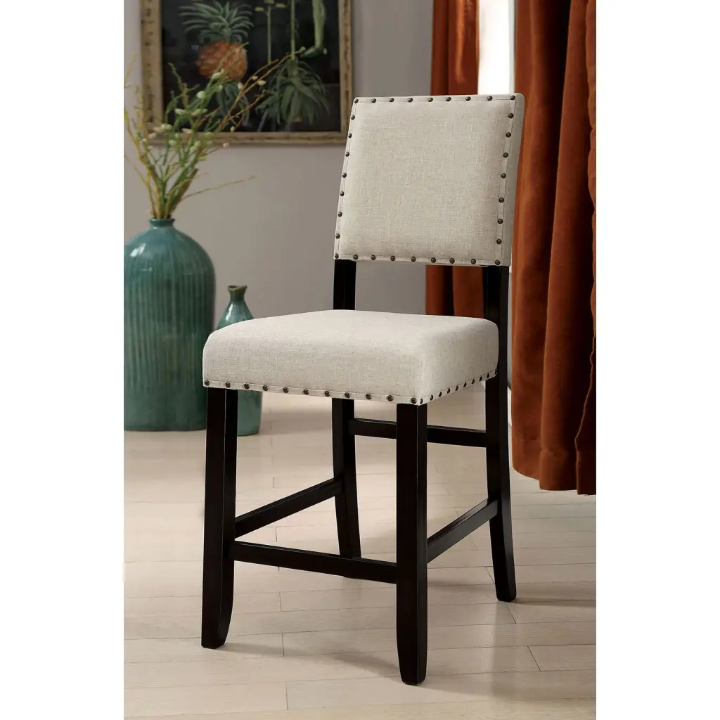 Rustic Charm Beige Linen Counter Height Dining Chairs Set 2 kanepe